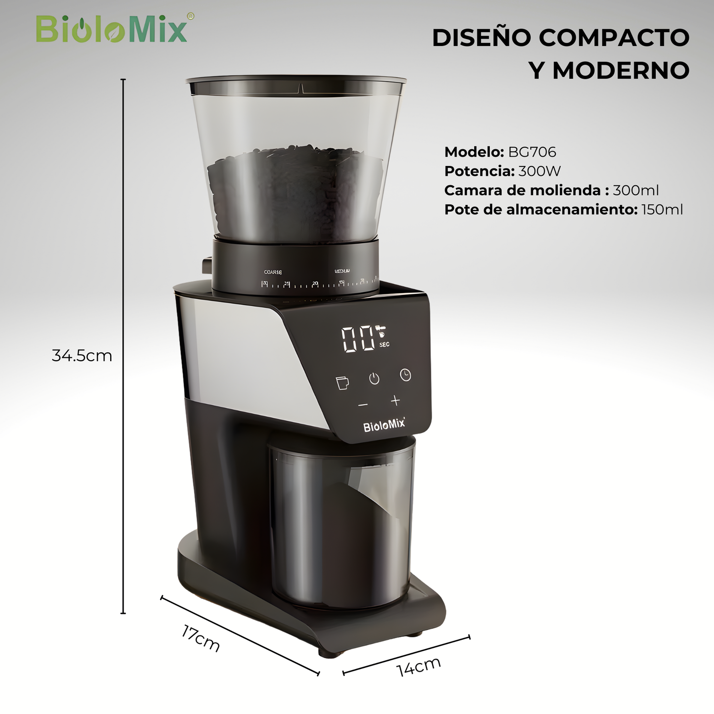 Biolomix 300W Molino de Café