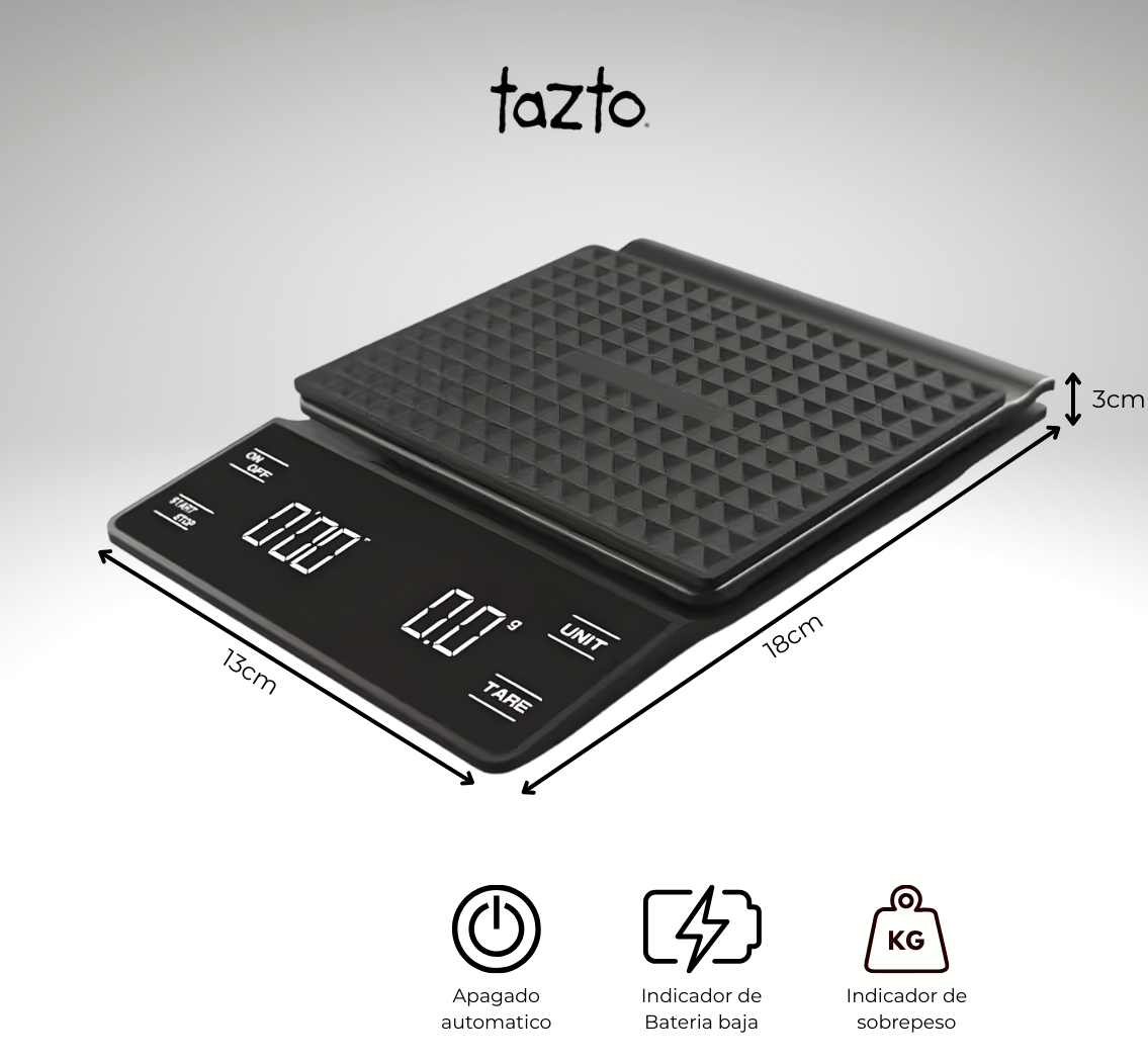 BrewScale Black – Balanza Profesional con Timer