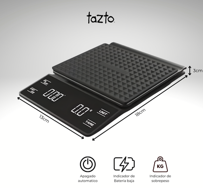 BrewScale Black – Balanza Profesional con Timer